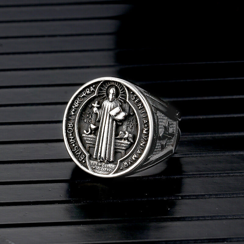 St. Benedict's Medal Exorcism Stainless Steel Ring