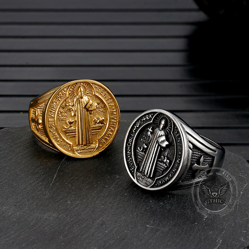 St. Benedict's Medal Exorcism Stainless Steel Ring