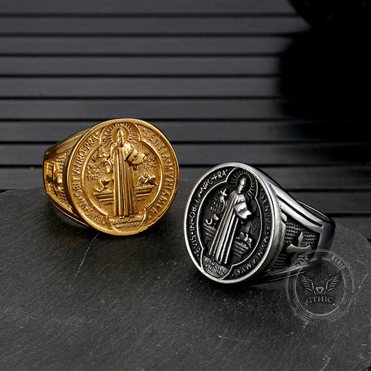 St. Benedict's Medal Exorcism Stainless Steel Ring