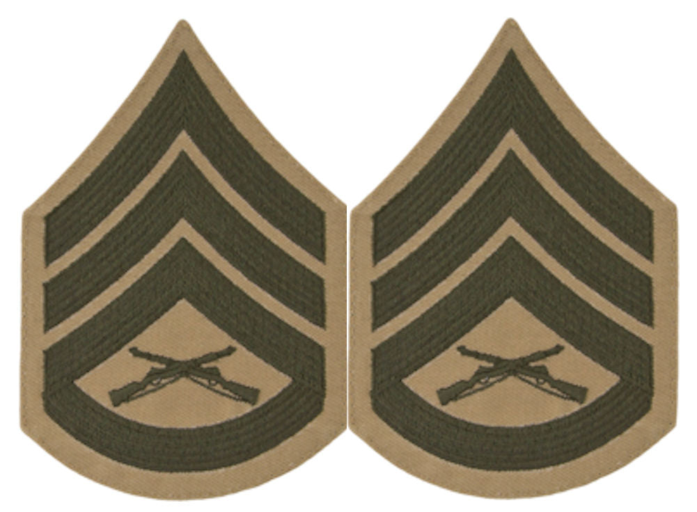 USMC Chevrons - GREEN on KHAKI