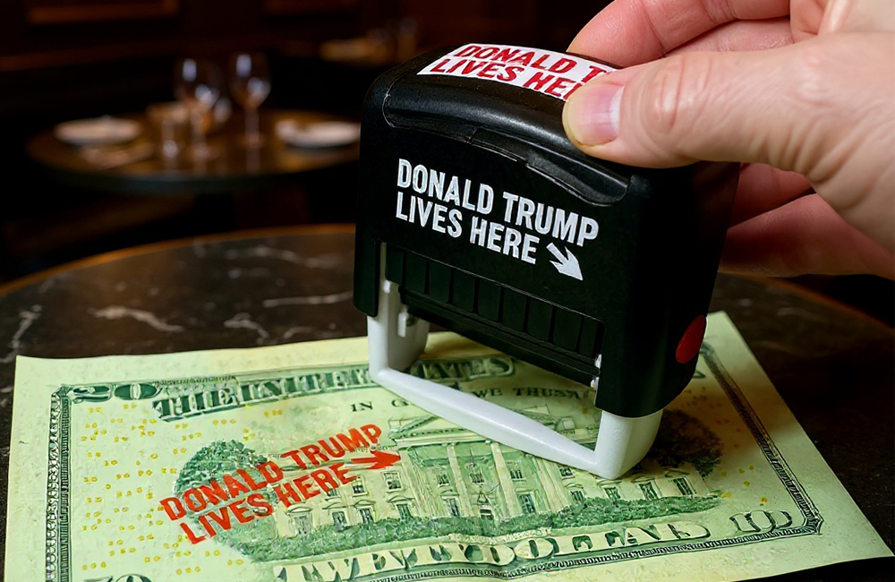 "Donald Trump Lives Here" Currency Stamp