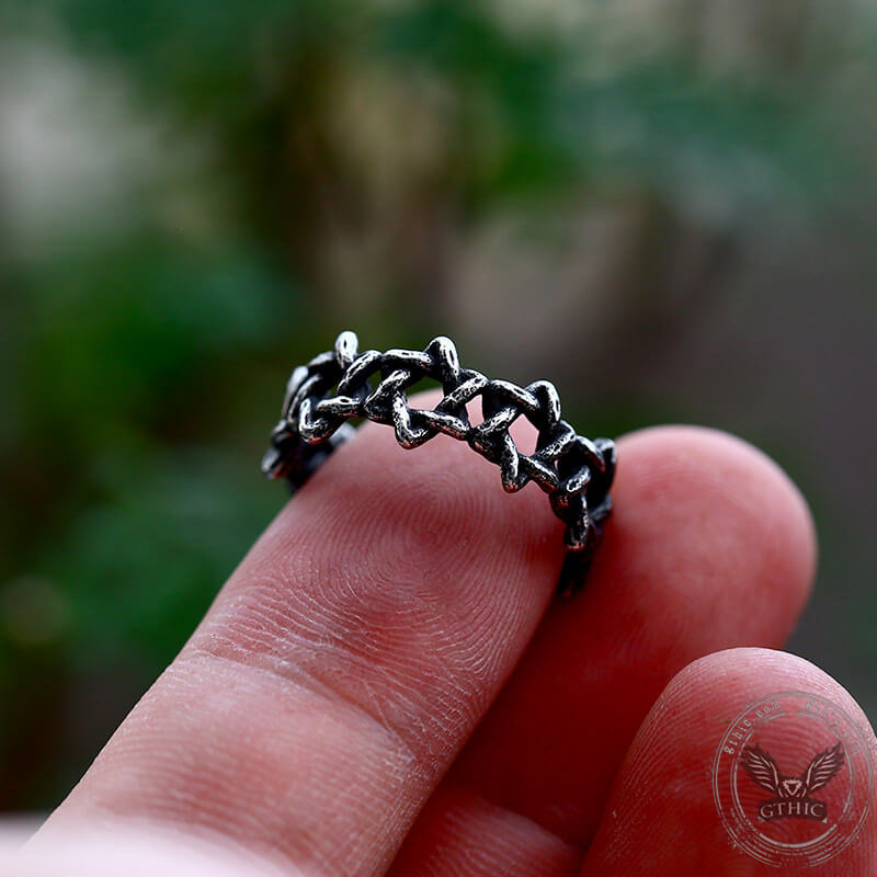 Star Of David Stainless Steel Band Ring