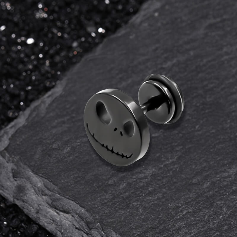 Stitched Smile Skull Stainless Steel Stud Earrings