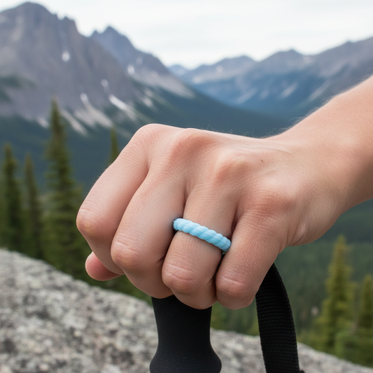 CLEO Stackable Twist Silicone Ring for Women Light blue Comfort Fit Hypoallergenic Thorsten - 2mm