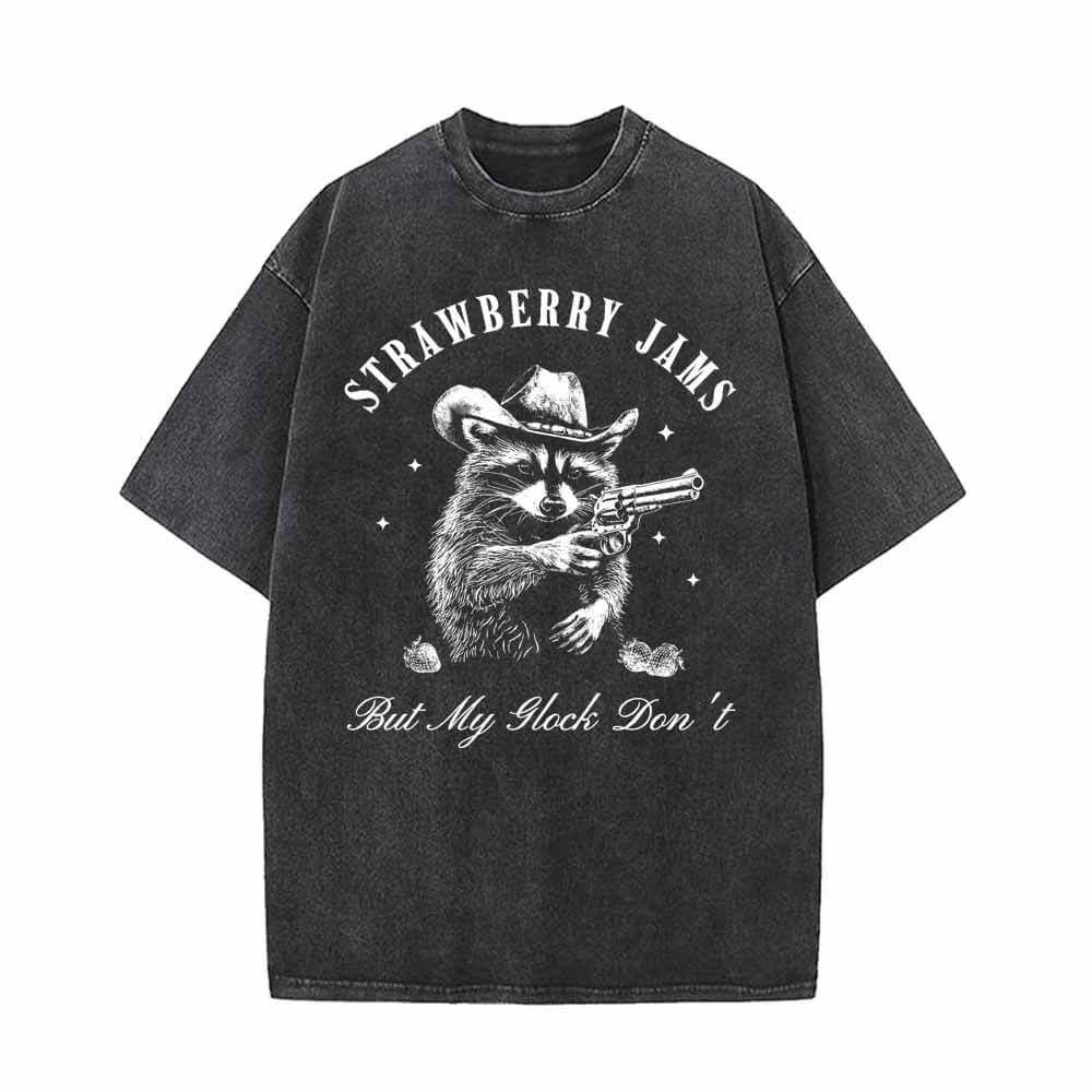 Strawberry Jams Gunner Raccoon Print T-shirt