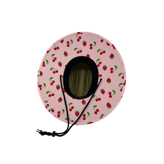 Strawberry x Cherry Pink Straw Lifeguard Hat