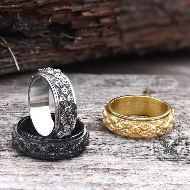 Stylish Evil Eye Stainless Steel Spinner Ring