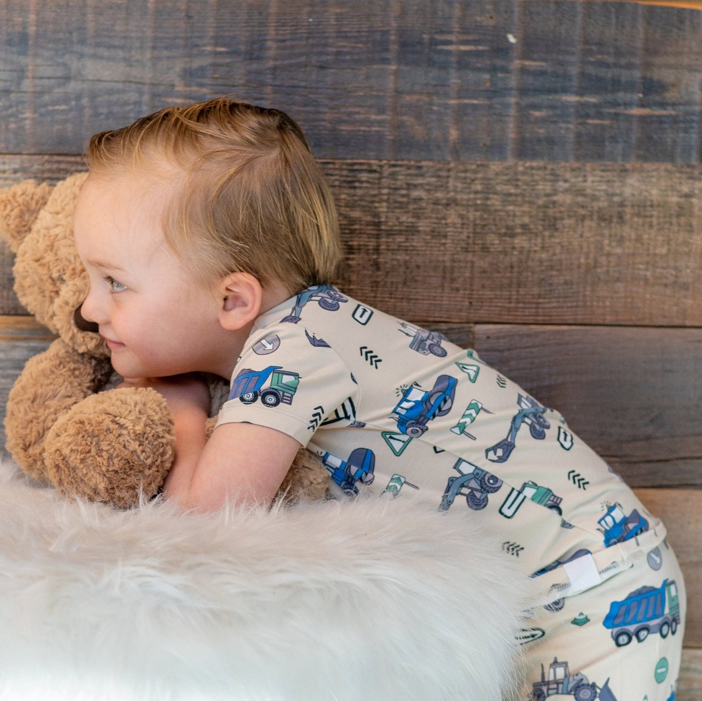 Trucks Diggers Construction  Summer Pajama Set