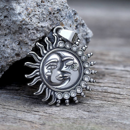 Sun And Moon Face Stainless Steel Pendant