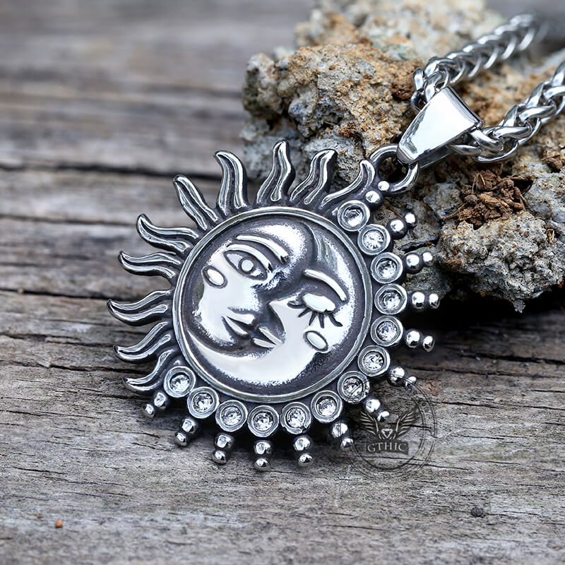 Sun And Moon Face Stainless Steel Pendant