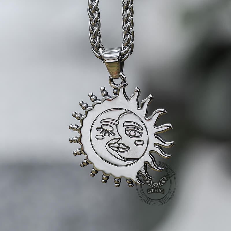 Sun And Moon Face Stainless Steel Pendant