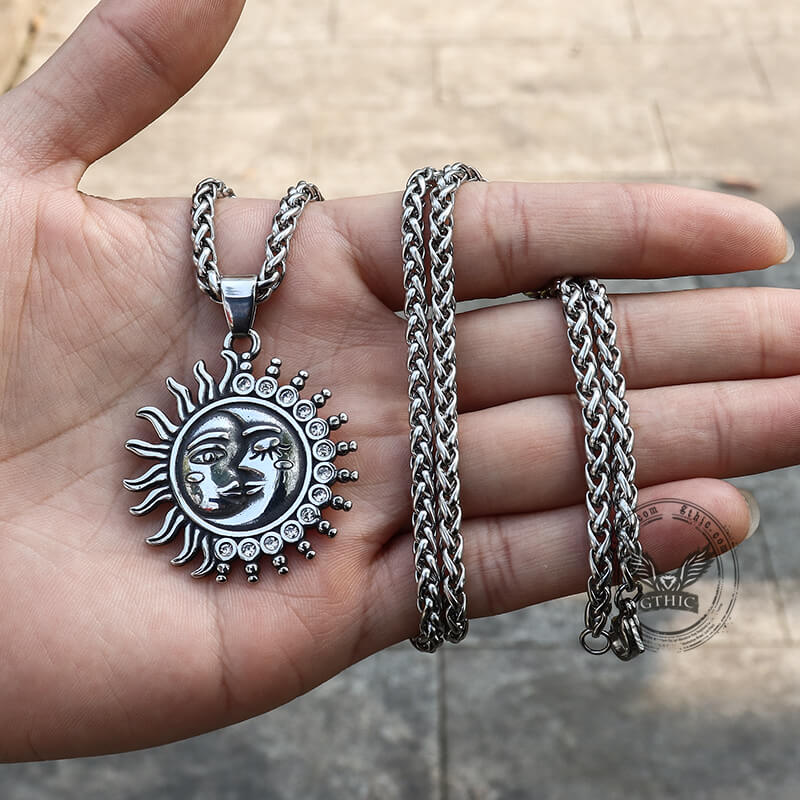 Sun And Moon Face Stainless Steel Pendant