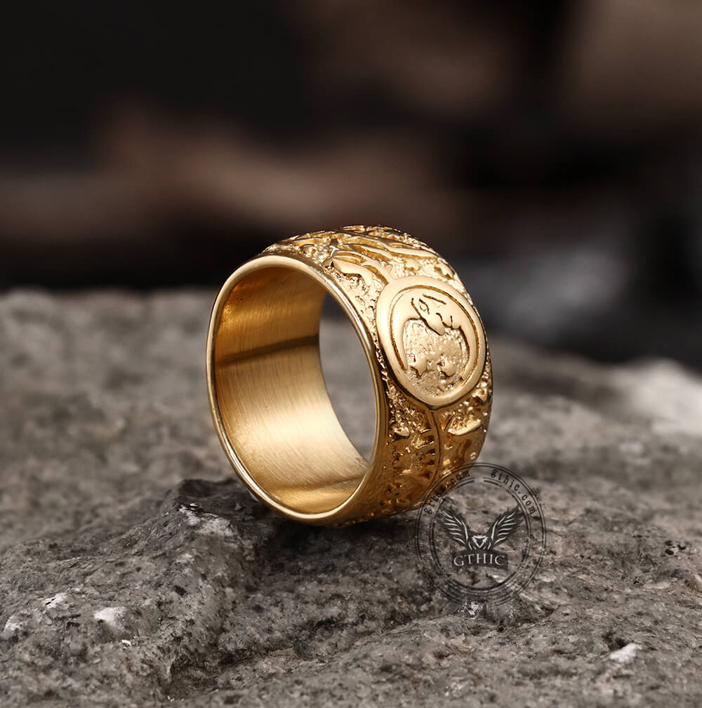 Sun Moon and Stars Stainless Steel Band Ring