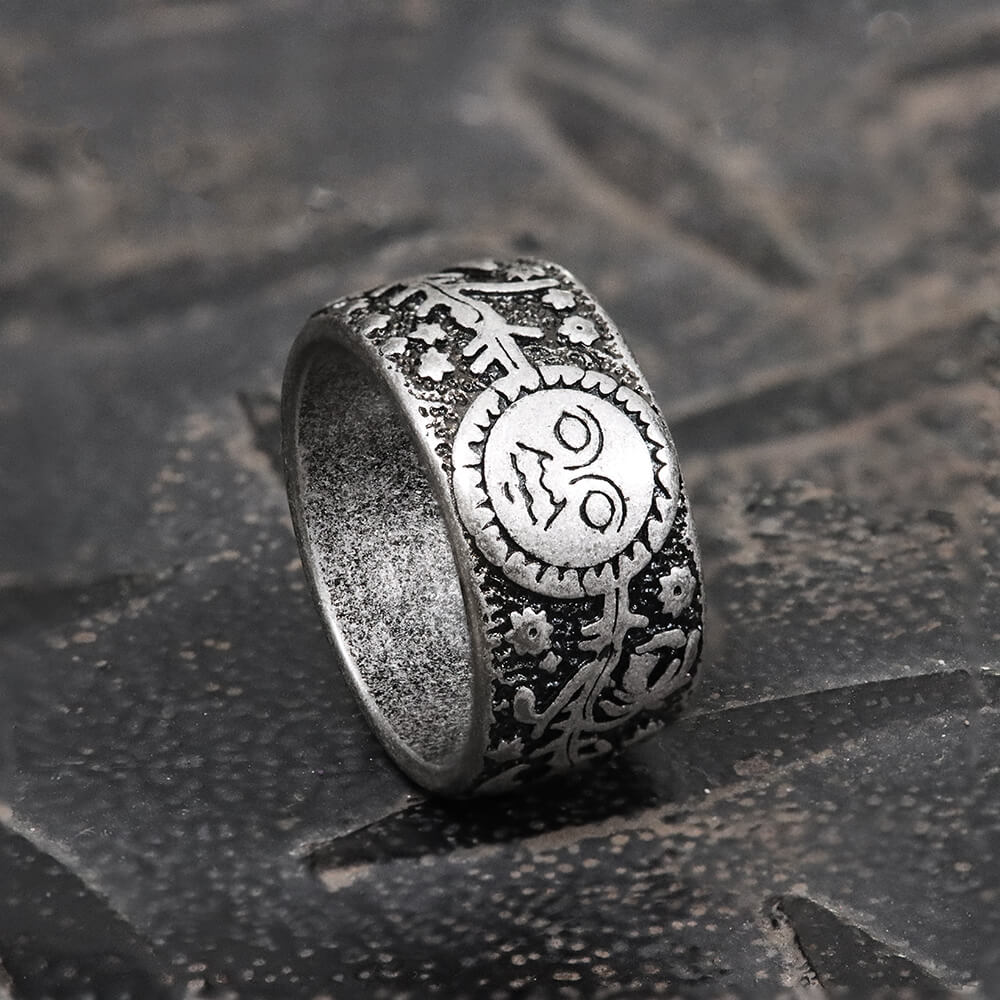 Sun Moon and Stars Stainless Steel Band Ring