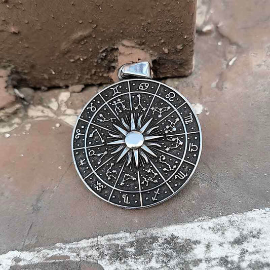 Sun Sigil 12 Zodiac Stainless Steel Pendant