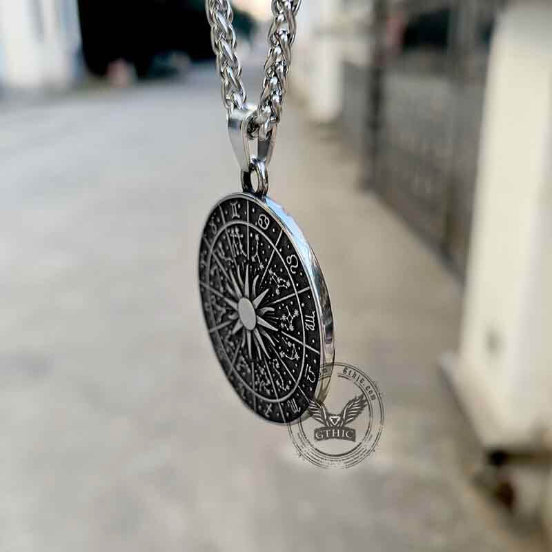 Sun Sigil 12 Zodiac Stainless Steel Pendant