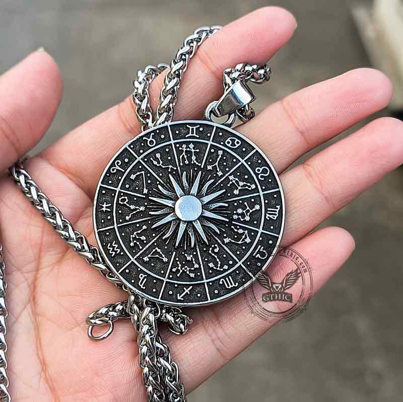 Sun Sigil 12 Zodiac Stainless Steel Pendant