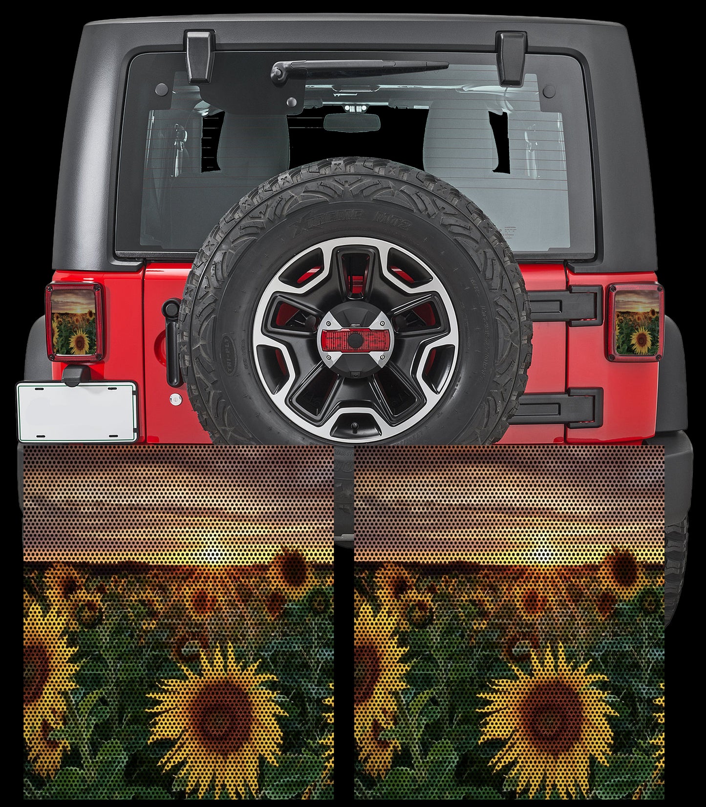 Sunflower field taillights cover decal