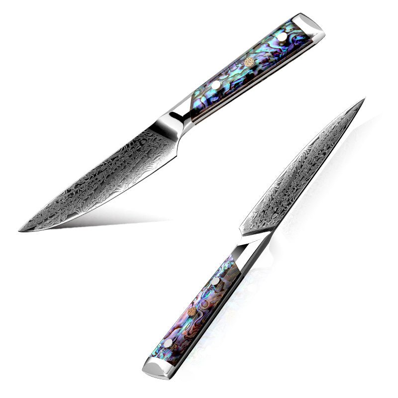 Ronin Chef Knife VG10 Damascus Petty Knife with Abalone Shell Handle