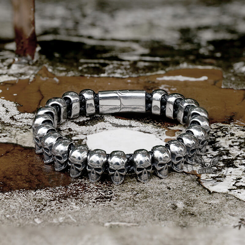 Surrounded Skulls Stainless Steel Bracelet