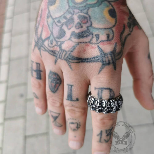 Surrounded Titanium Stainless Steel Skull Ring