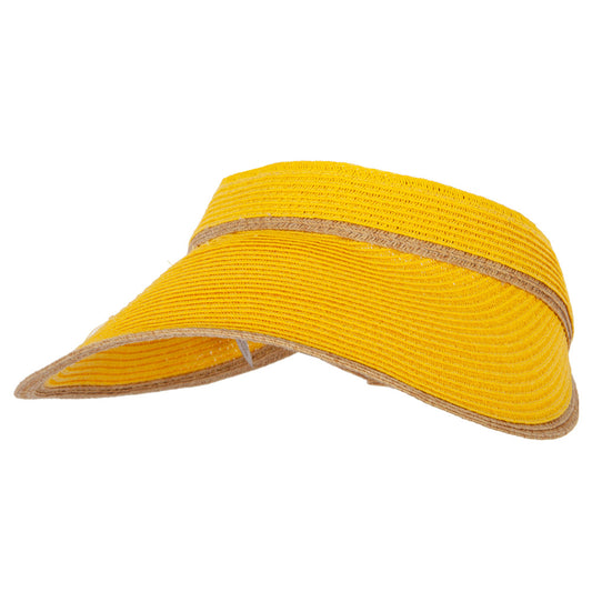 Two Tone Wide Brim Straw Visor with Contrasting Color Edge