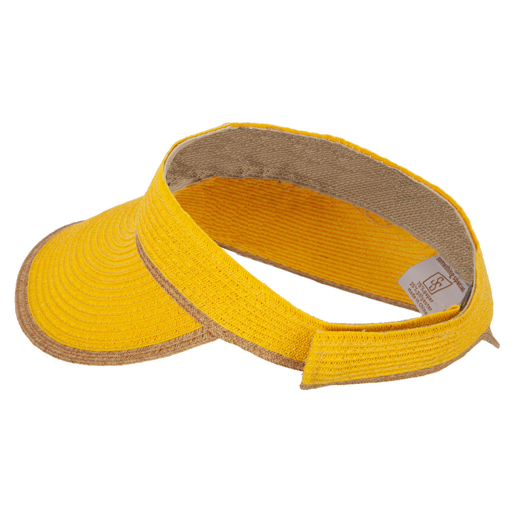 Two Tone Wide Brim Straw Visor with Contrasting Color Edge