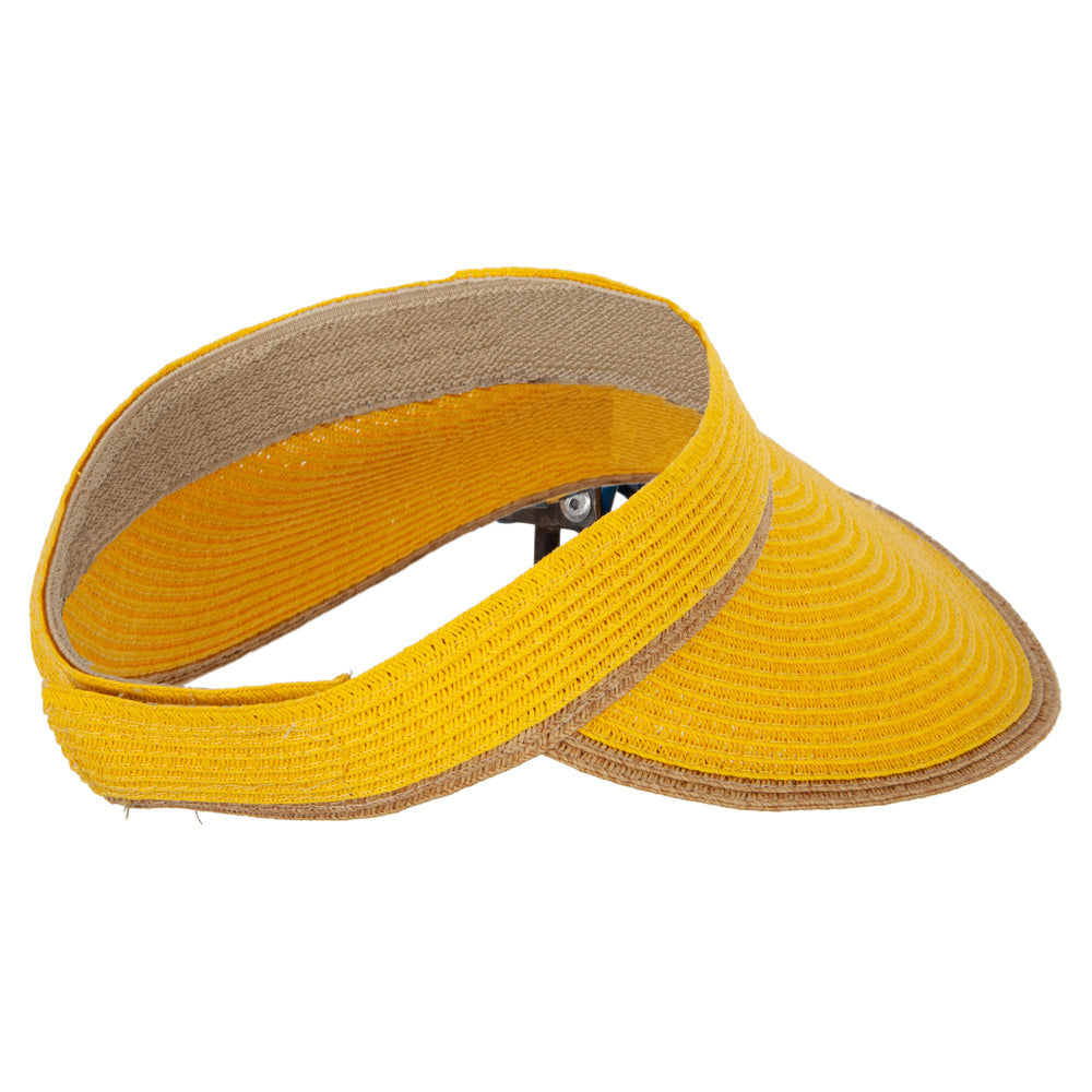 Two Tone Wide Brim Straw Visor with Contrasting Color Edge