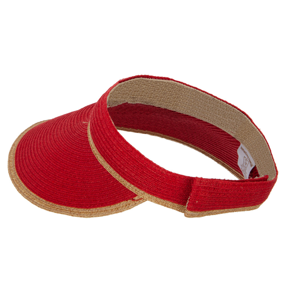 Two Tone Wide Brim Straw Visor with Contrasting Color Edge