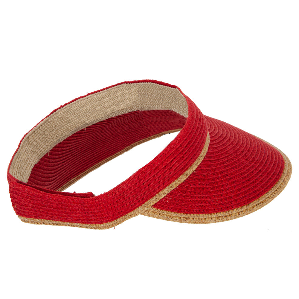 Two Tone Wide Brim Straw Visor with Contrasting Color Edge