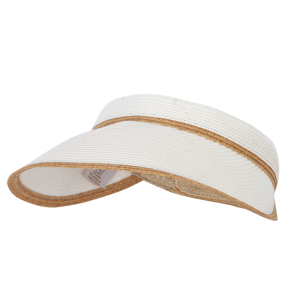 Two Tone Wide Brim Straw Visor with Contrasting Color Edge