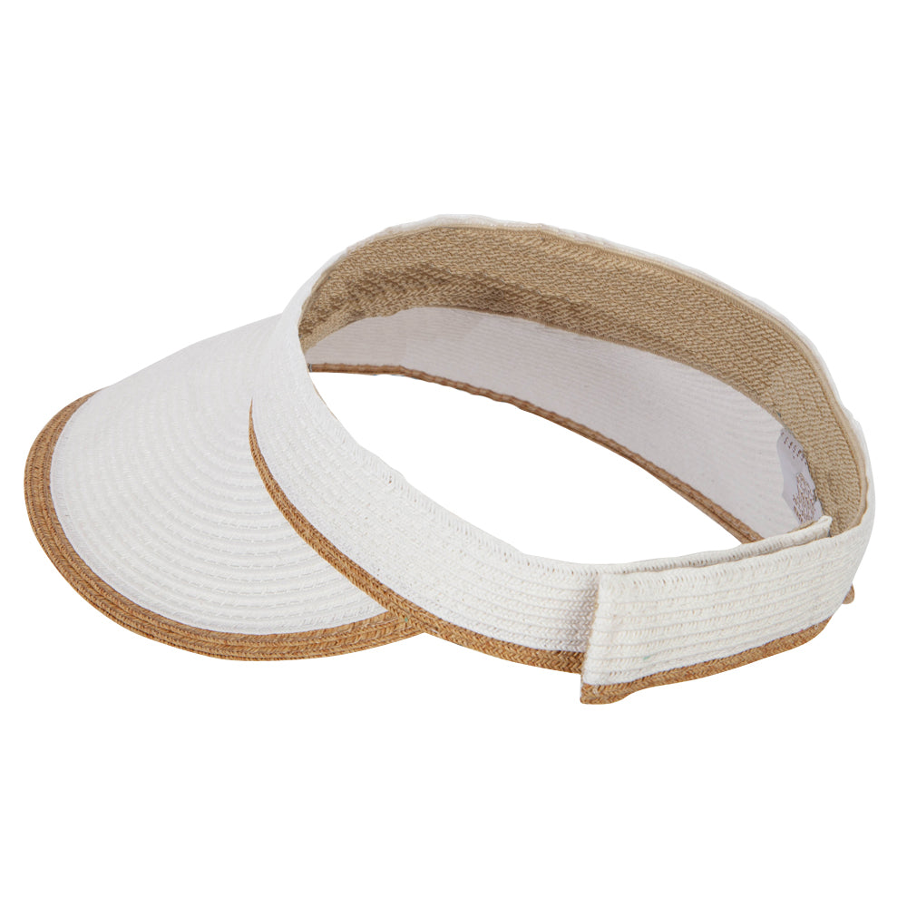 Two Tone Wide Brim Straw Visor with Contrasting Color Edge