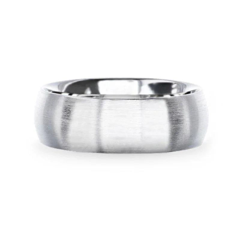 EMPEROR Silver Brushed Finish Domed Wedding Band - 4mm & 8mm