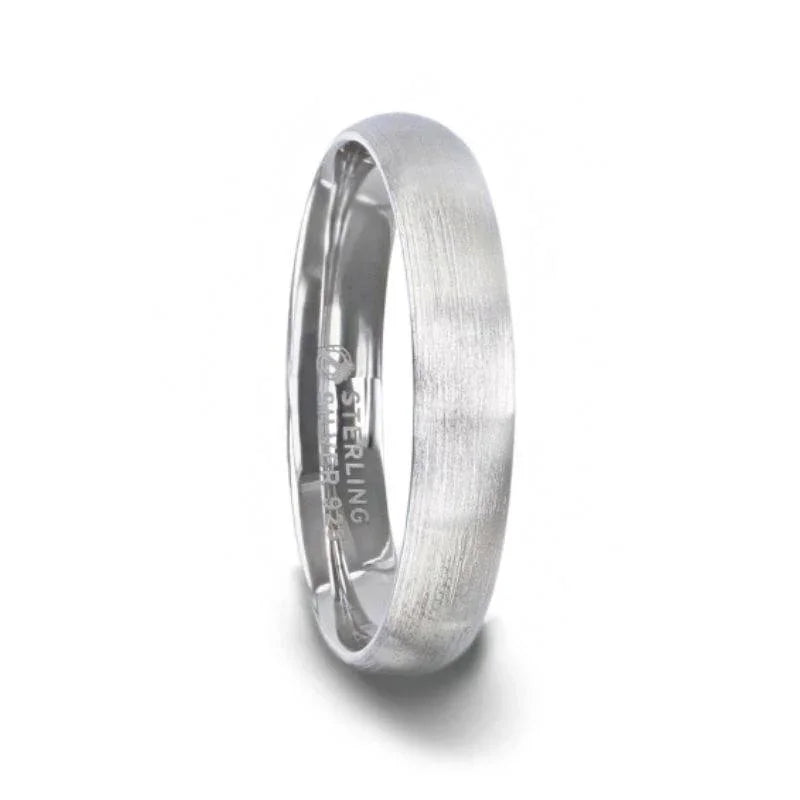 EMPEROR Silver Brushed Finish Domed Wedding Band - 4mm & 8mm