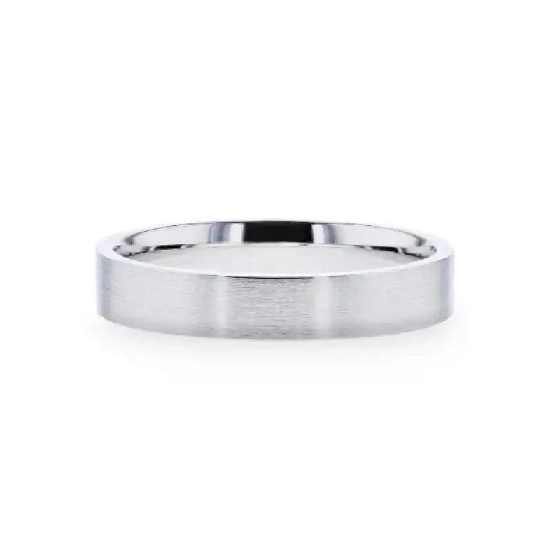 ARISTA Silver Brushed Finish Flat Style Women's Wedding Band - 4mm