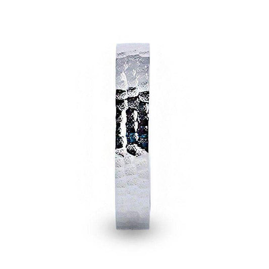 SYLVIANIA Silver Hammered Finish Flat Style Women's Wedding Band - 4mm