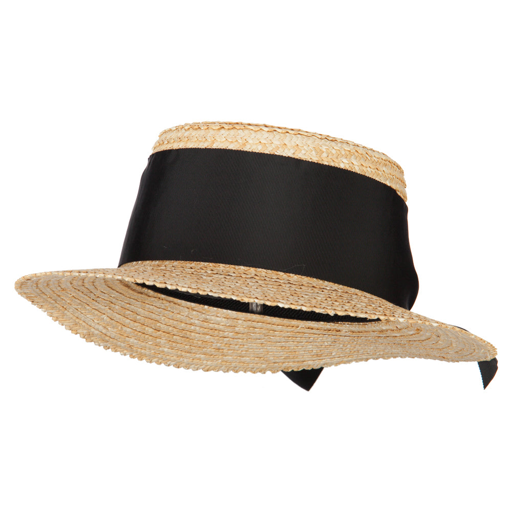 Women's Straw Wide Ribbon Tall Boater Hat