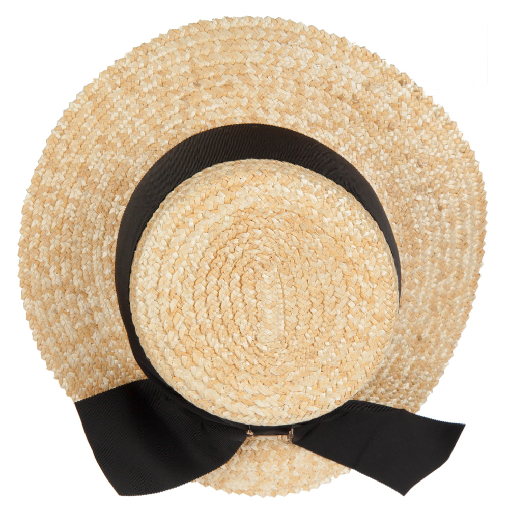 Women's Straw Wide Ribbon Tall Boater Hat