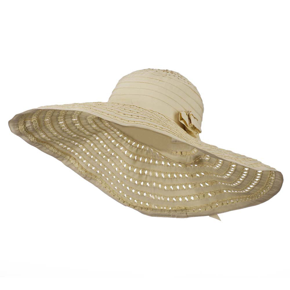 Striped Hat with Flower And Ribbon Design