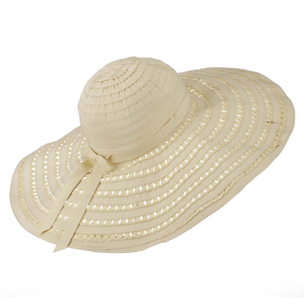 Striped Hat with Flower And Ribbon Design