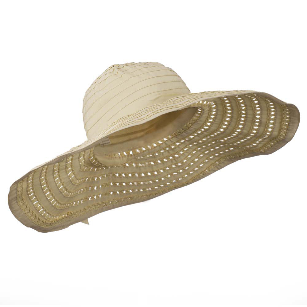 Striped Hat with Flower And Ribbon Design