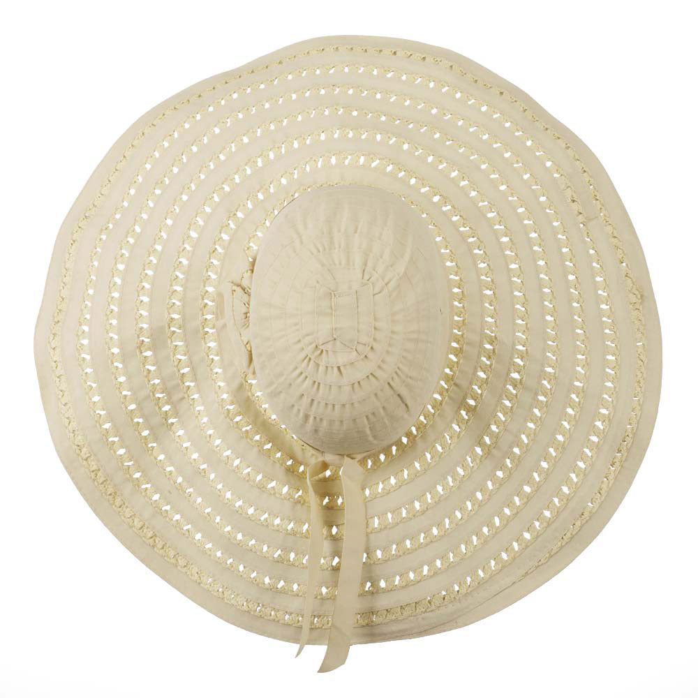 Striped Hat with Flower And Ribbon Design