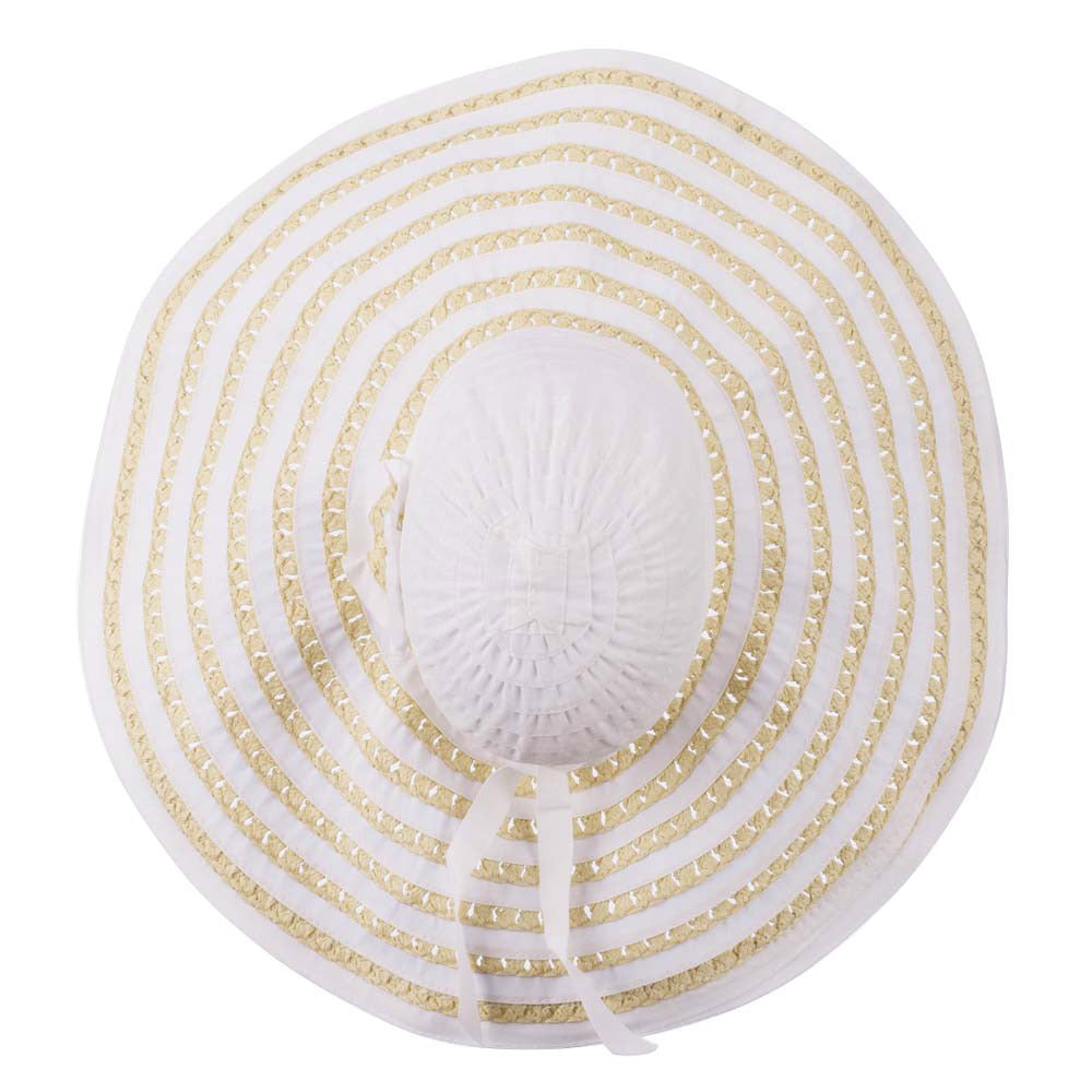 Striped Hat with Flower And Ribbon Design