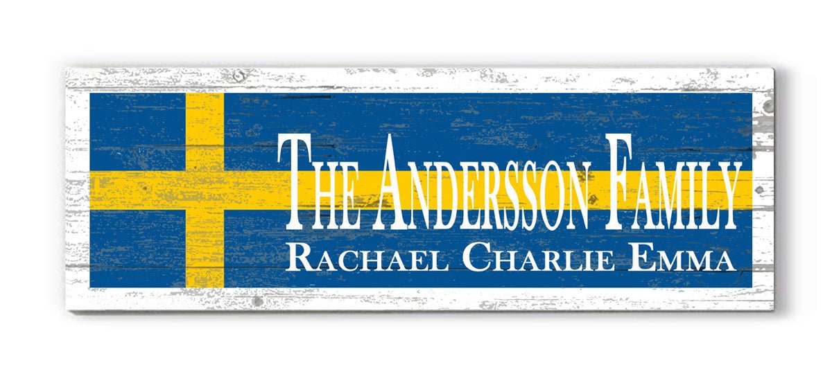 Sweden Flag Swedish Family Name Sign Custom Personalized