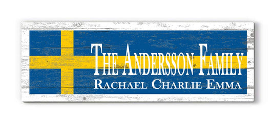 Sweden Flag Swedish Family Name Sign Custom Personalized