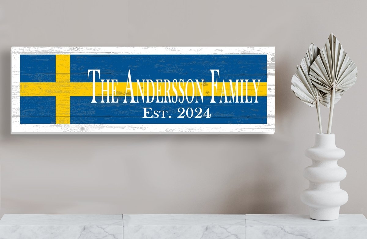 Sweden Flag Swedish Family Name Sign Custom Personalized