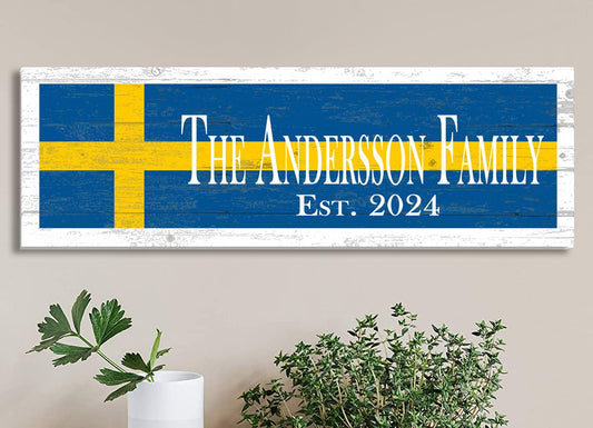 Sweden Flag Swedish Family Name Sign Custom Personalized
