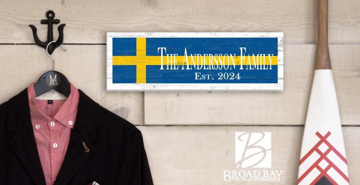 Sweden Flag Swedish Family Name Sign Custom Personalized