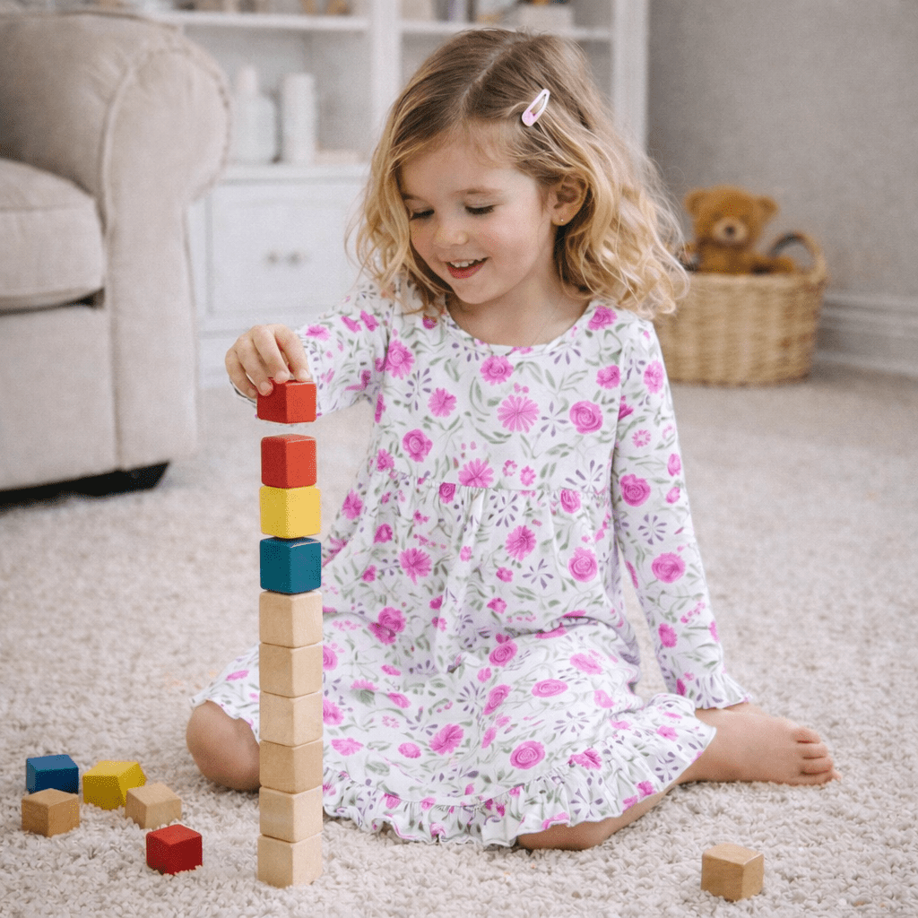 Sweet Purple Flowers Boho Dress