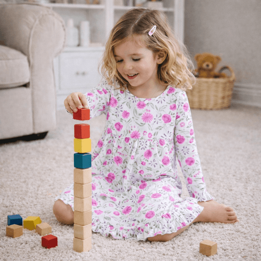 Sweet Purple Flowers Boho Dress